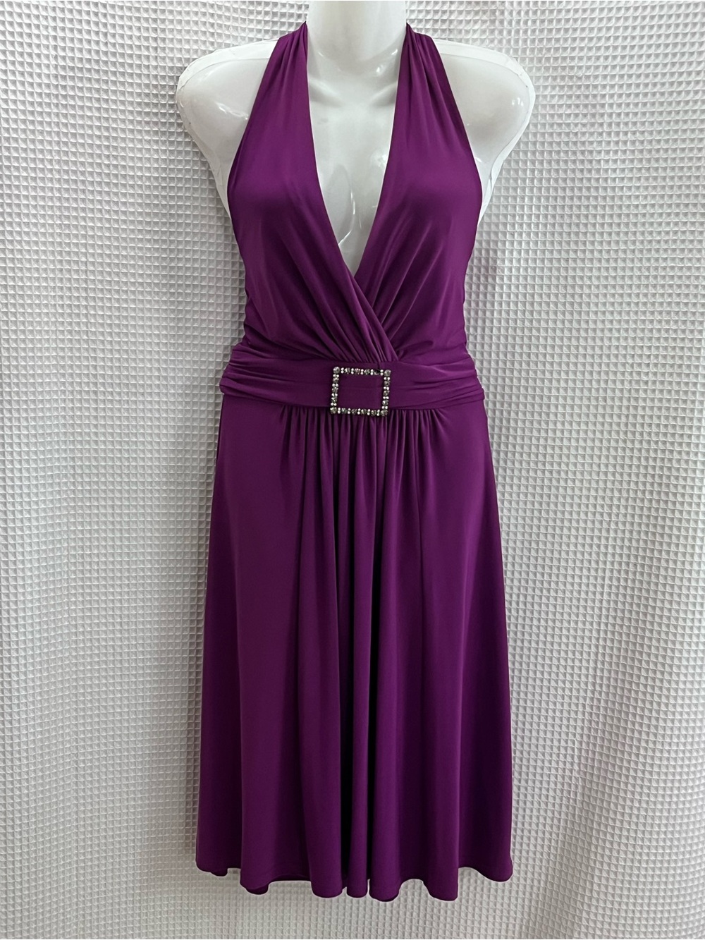 Jones New York Purple Halter Dress with Jeweled Waist size 8